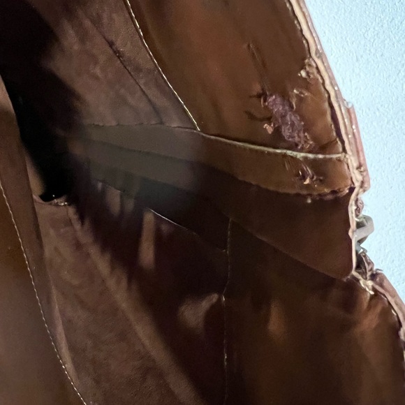 Gianni Bini Tall Brown Leather Boots Studded MotoWoven Shaft Riding Fall Style - Picture 12 of 14